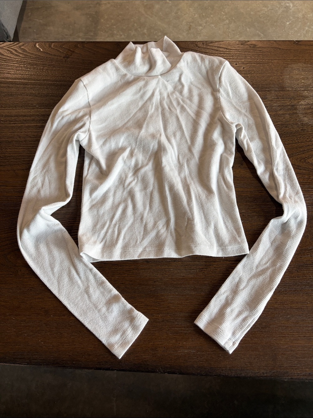 American eagle White Long-Sleeve Ribbed Mock Neck Top